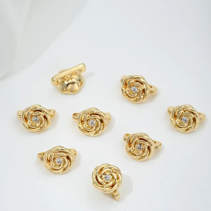 Zircon Inlaid Flower Three Rows Spacer Bead Jewelry Making Charm