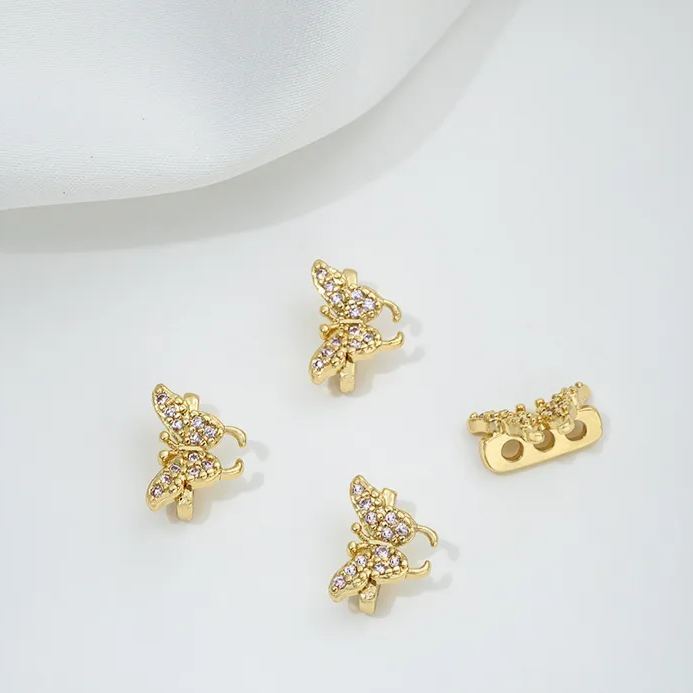 Zircon Inlaid Butterfly Bee Bowknot Spacer Bead Three Rows Two Rows