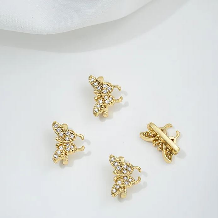 Zircon Inlaid Butterfly Bee Bowknot Spacer Bead Three Rows Two Rows