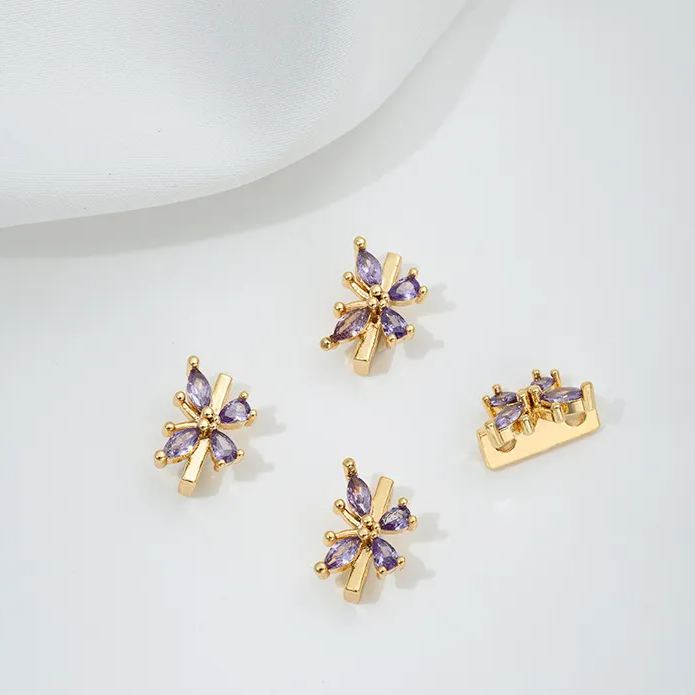 Zircon Inlaid Butterfly Bee Bowknot Spacer Bead Three Rows Two Rows
