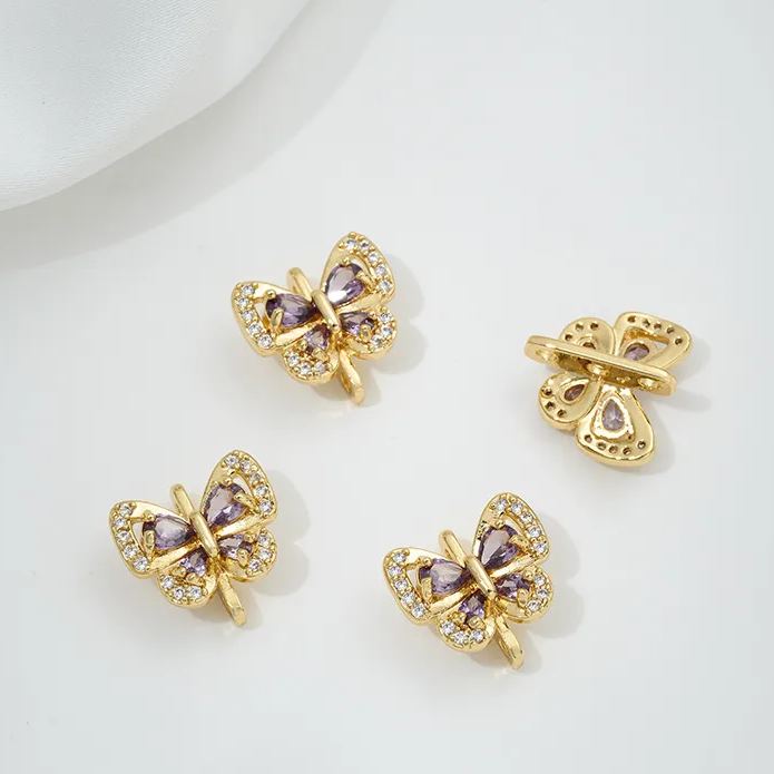 Zircon Inlaid Butterfly Bee Bowknot Spacer Bead Three Rows Two Rows