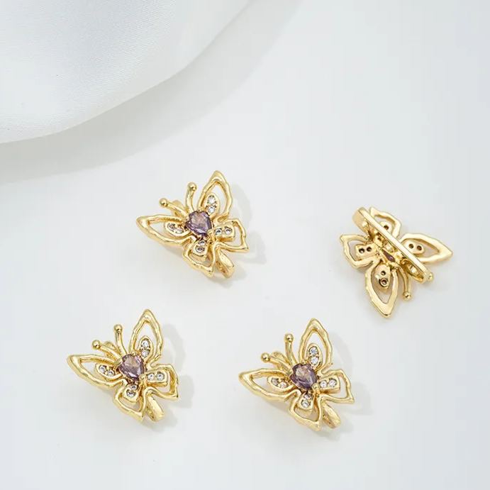 Zircon Inlaid Butterfly Bee Bowknot Spacer Bead Three Rows Two Rows