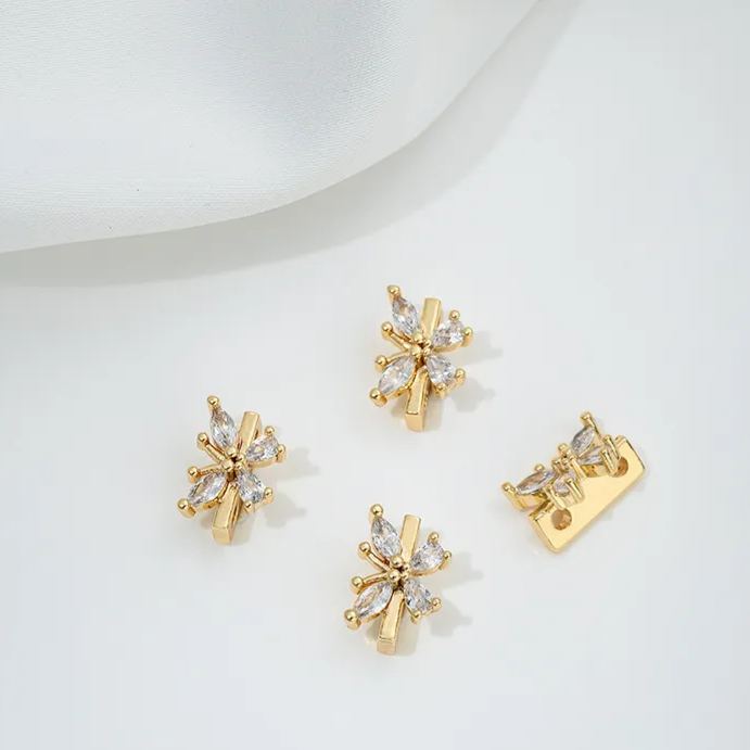 Zircon Inlaid Butterfly Bee Bowknot Spacer Bead Three Rows Two Rows