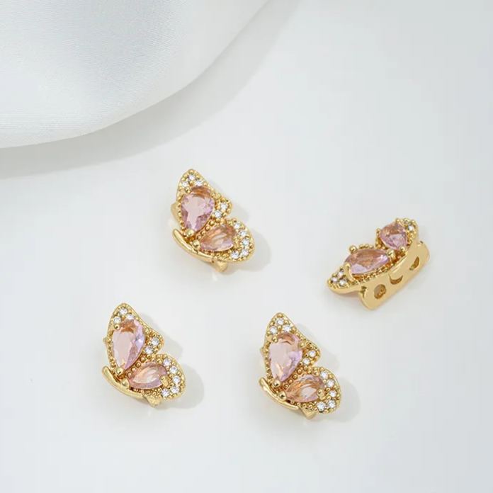 Zircon Inlaid Butterfly Bee Bowknot Spacer Bead Three Rows Two Rows