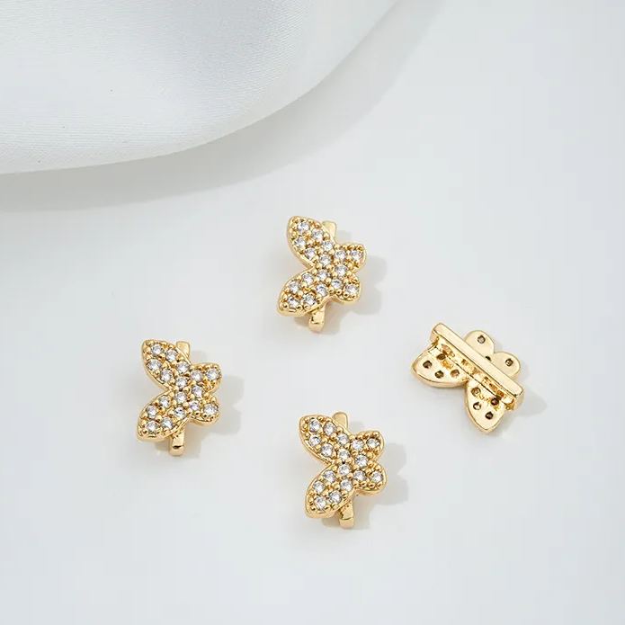 Zircon Inlaid Butterfly Bee Bowknot Spacer Bead Three Rows Two Rows
