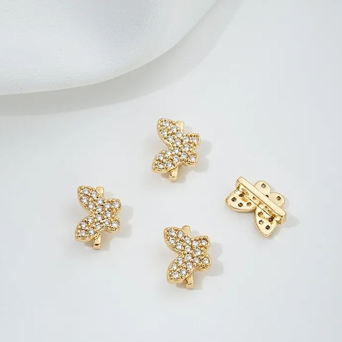 Zircon Inlaid Butterfly Bee Bowknot Spacer Bead Three Rows Two Rows