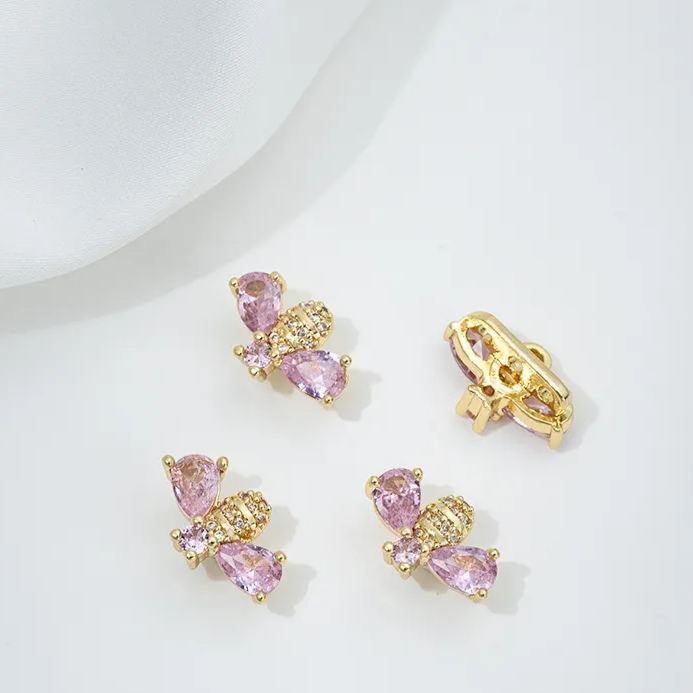 Zircon Inlaid Butterfly Bee Bowknot Spacer Bead Three Rows Two Rows