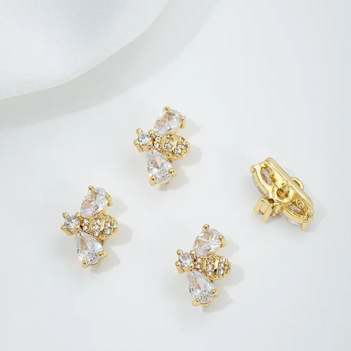 Zircon Inlaid Butterfly Bee Bowknot Spacer Bead Three Rows Two Rows