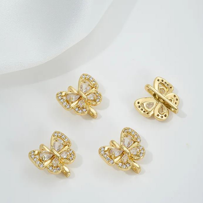 Zircon Inlaid Butterfly Bee Bowknot Spacer Bead Three Rows Two Rows