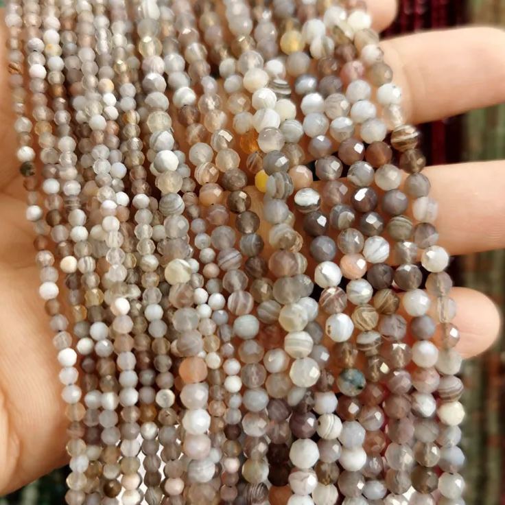 Natural Gemstone 2mm 3mm 4mm Faced Beads Strand