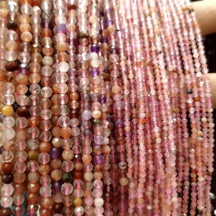 Natural Gemstone 2mm 3mm 4mm Faced Beads Strand