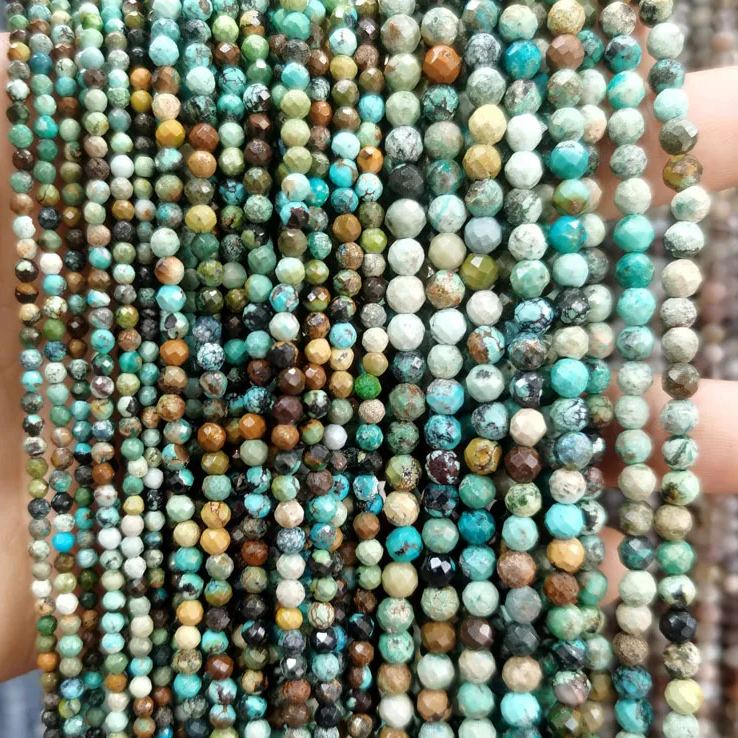 Natural Gemstone 2mm 3mm 4mm Faced Beads Strand