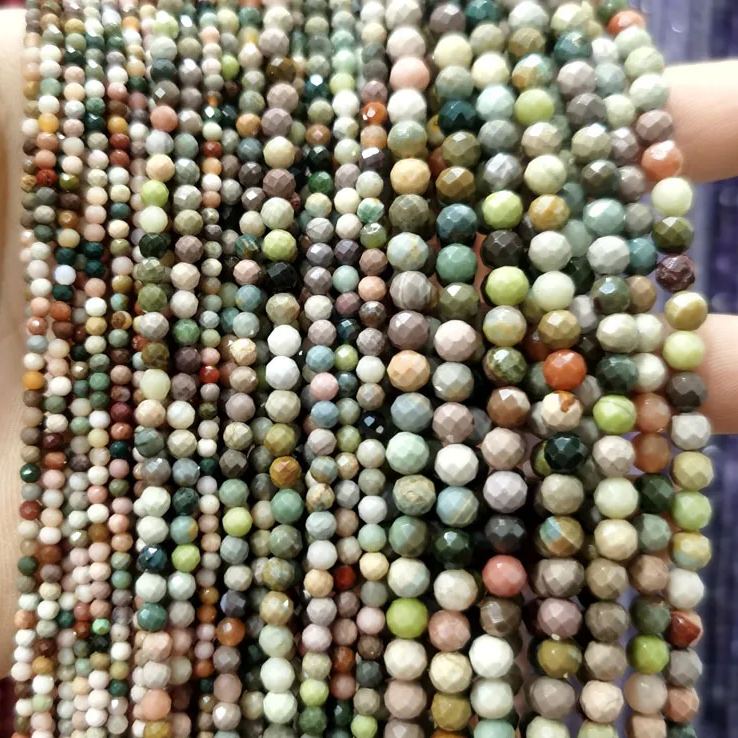 Natural Gemstone 2mm 3mm 4mm Faced Beads Strand