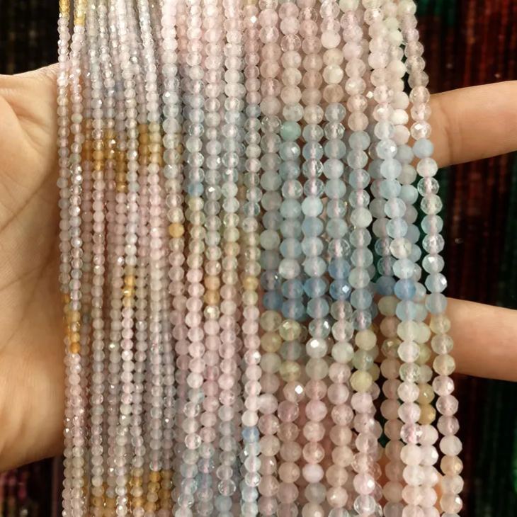 Natural Gemstone 2mm 3mm 4mm Faced Beads Strand