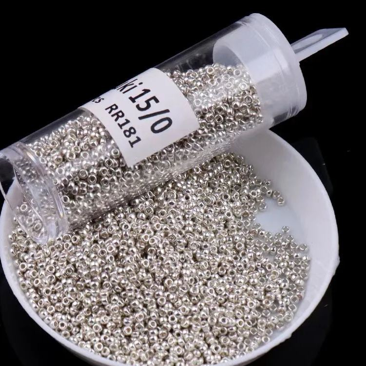 1.5mm 2mm Gold and Silver Palted Glass Seed Beads 5g