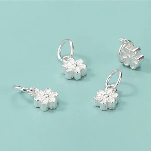 925 Sterling Silver Little Flower Charm Pendant 5.2mm