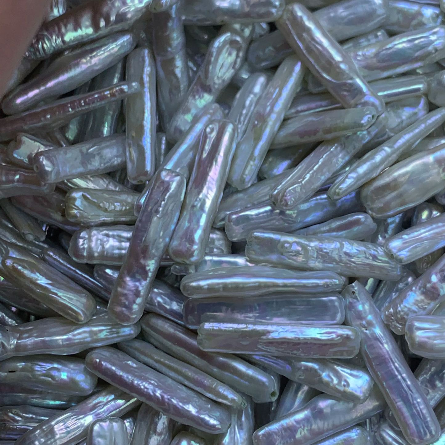 Baroque Bar shaped freshwater pearls with cross hole 6*22mm