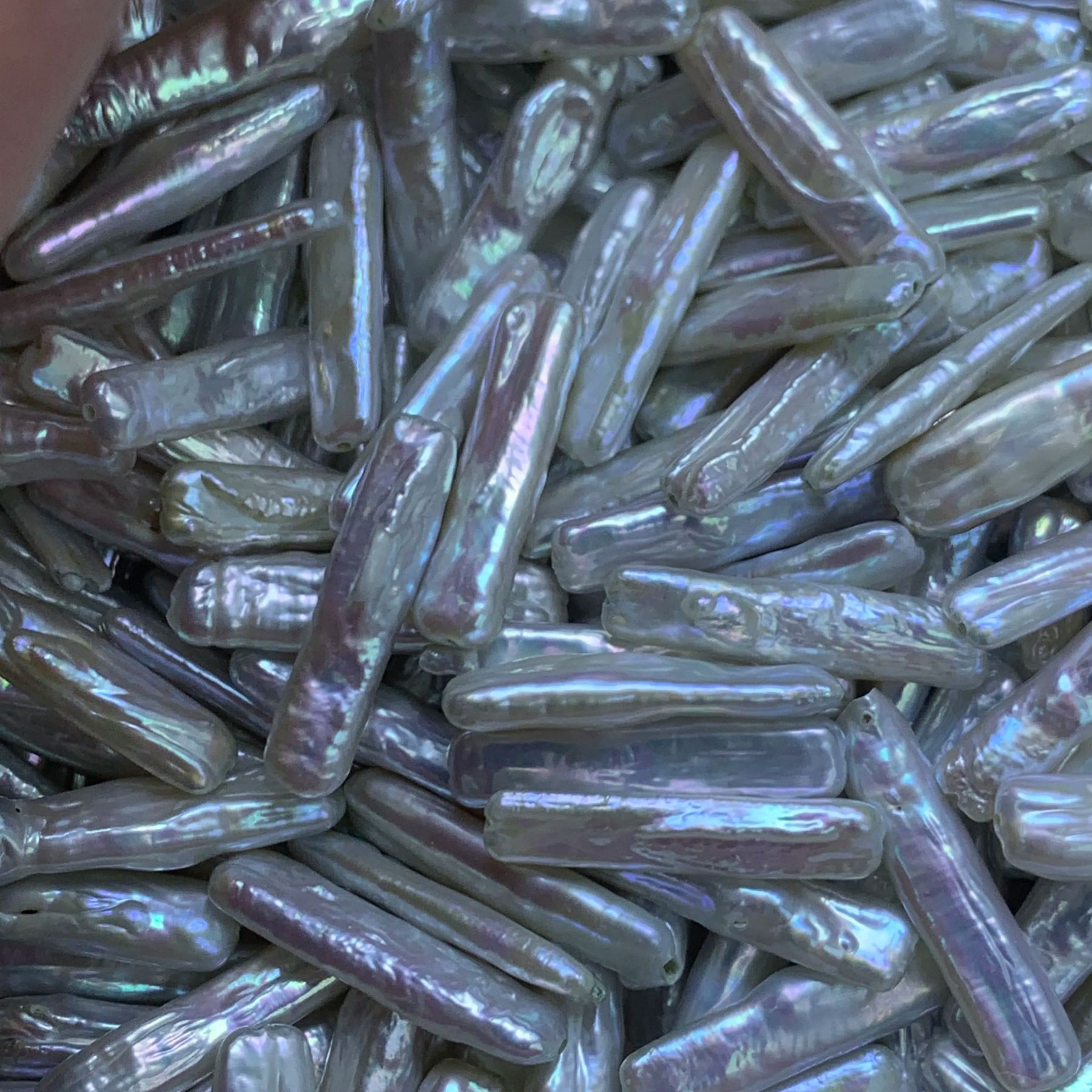 Baroque Bar shaped freshwater pearls with cross hole 6*22mm