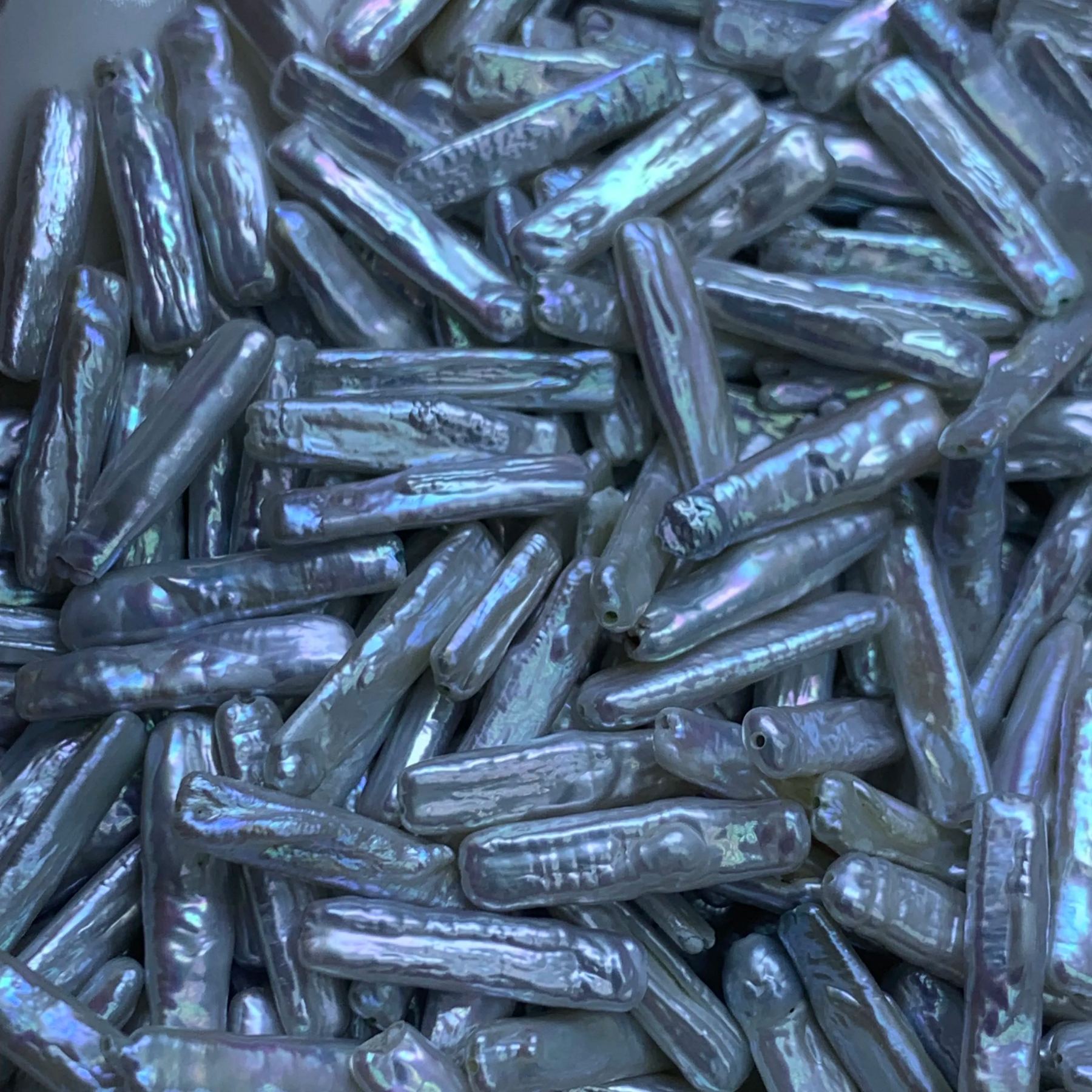 Baroque Bar shaped freshwater pearls with cross hole 6*22mm