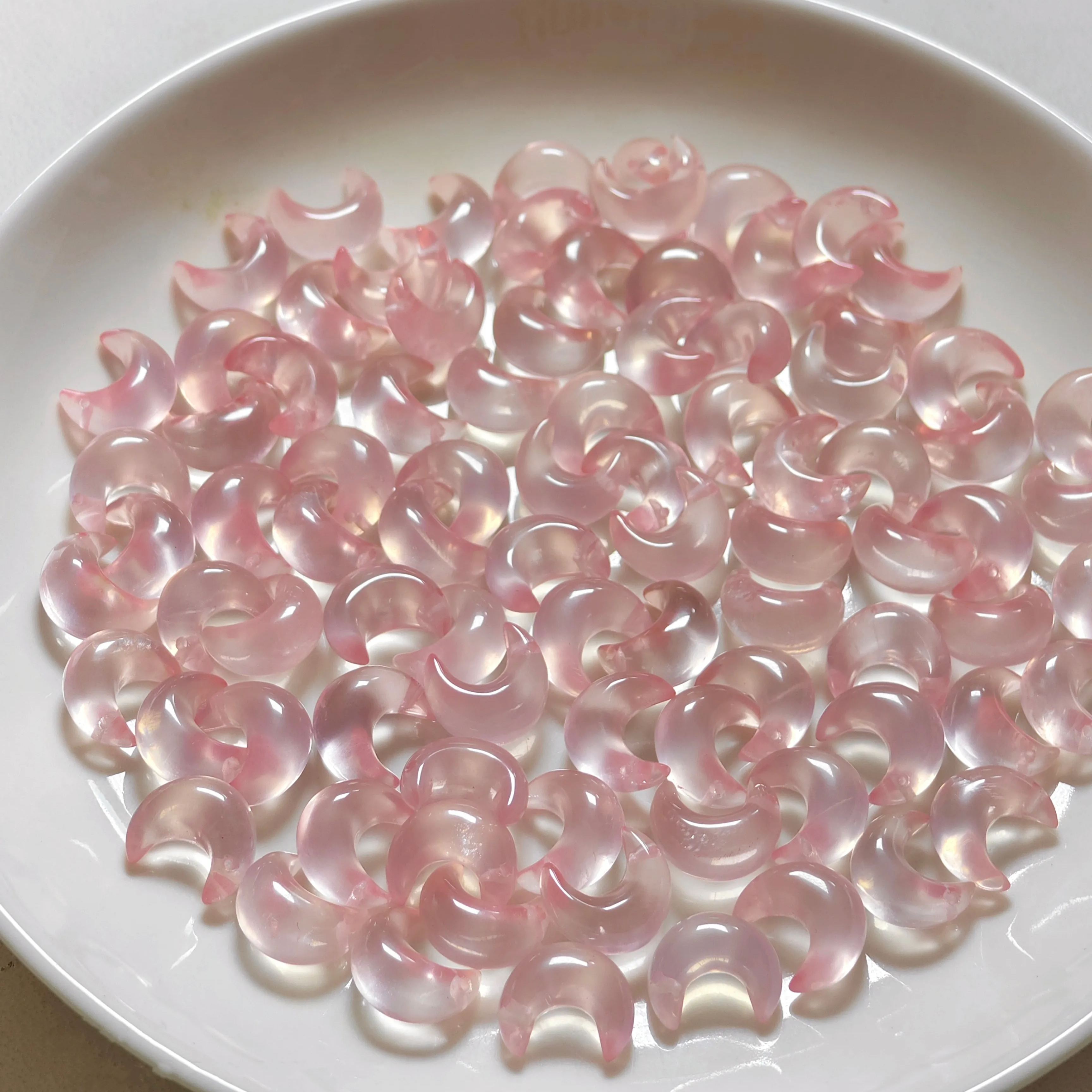 15.8*13.7*8.4mm Mozambique Rose quartz Crescent Moon Charm 