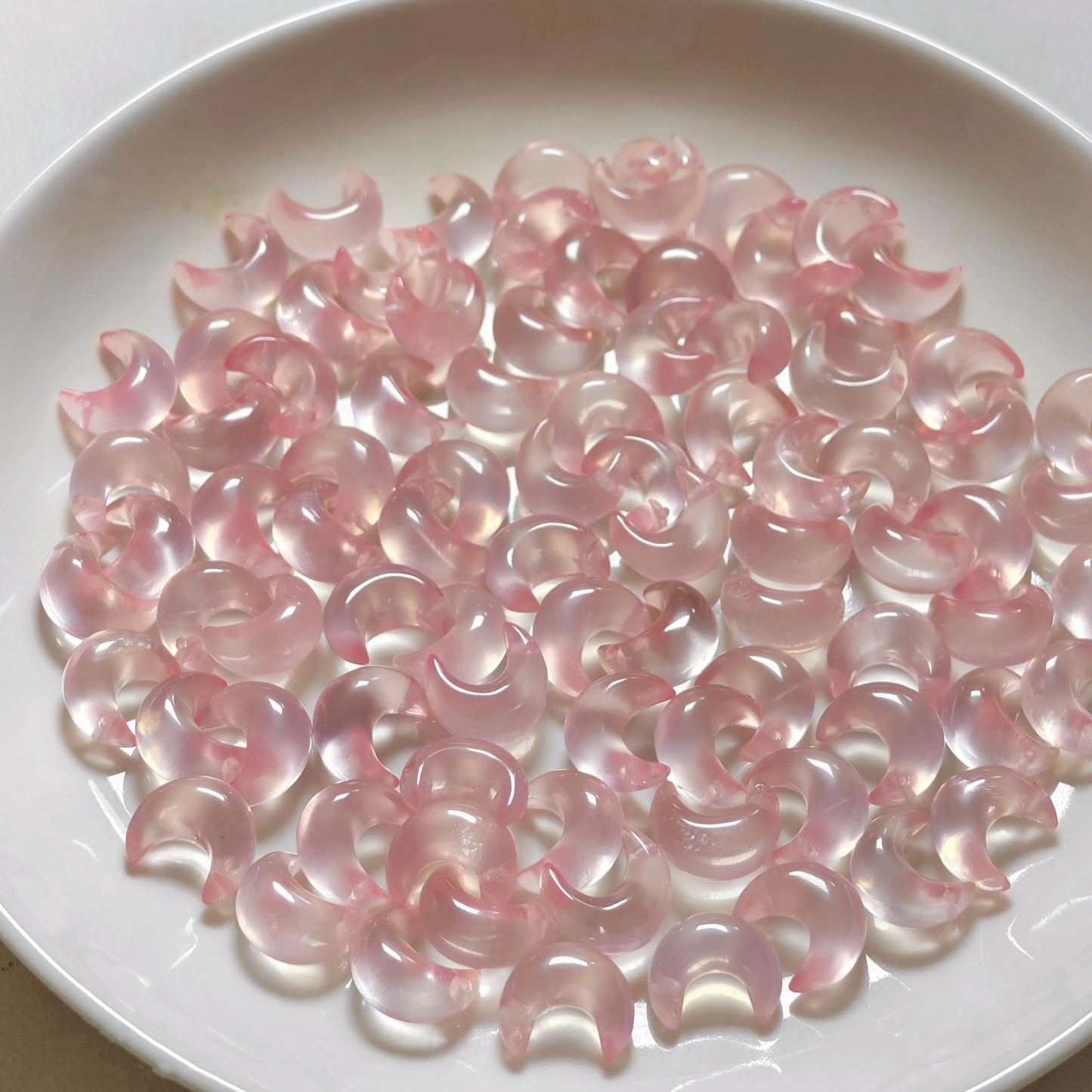 15.8*13.7*8.4mm Mozambique Rose quartz Crescent Moon Charm 