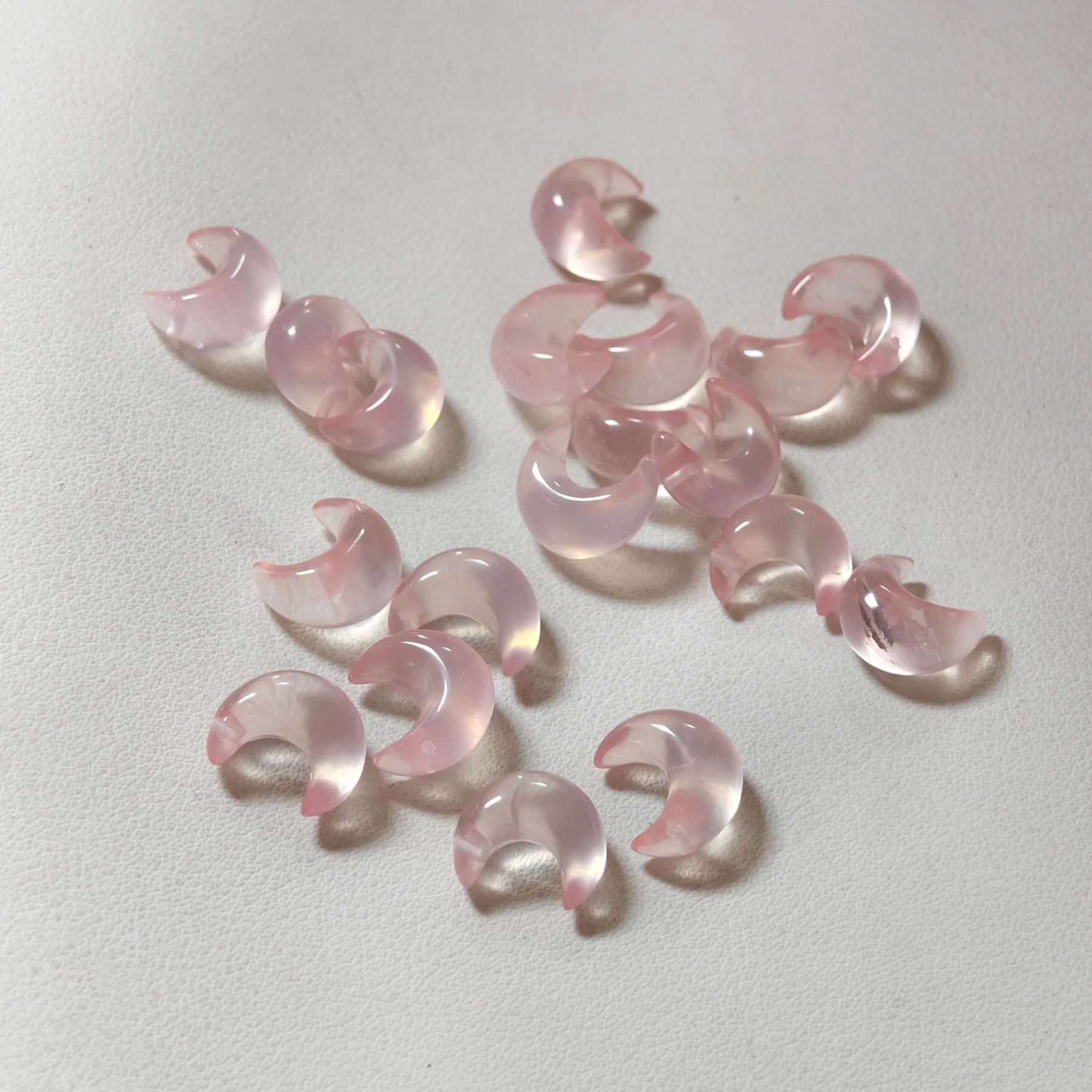 15.8*13.7*8.4mm Mozambique Rose quartz Crescent Moon Charm 