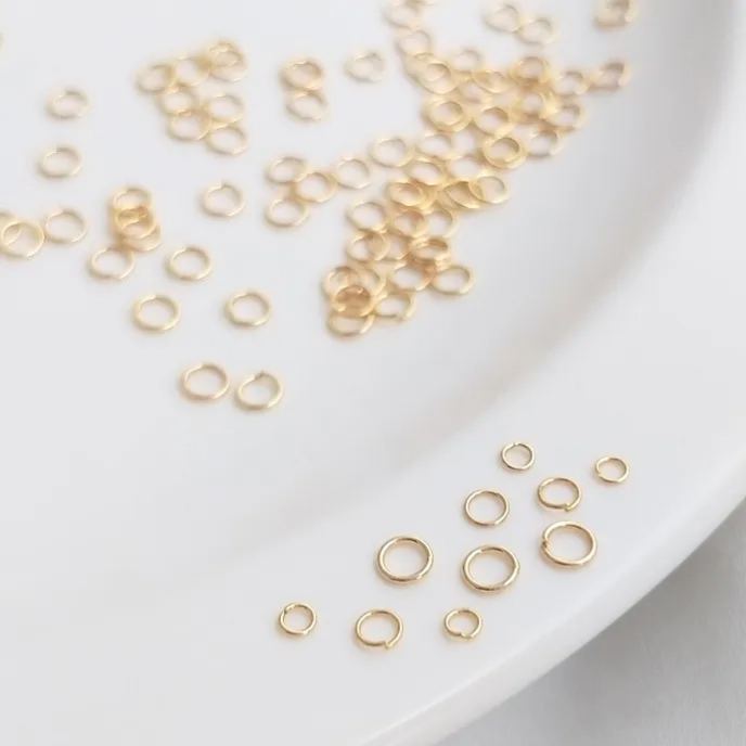 14k Gold Plated Titanium Steel High Hardness Thin Jumping Rings 100pcs