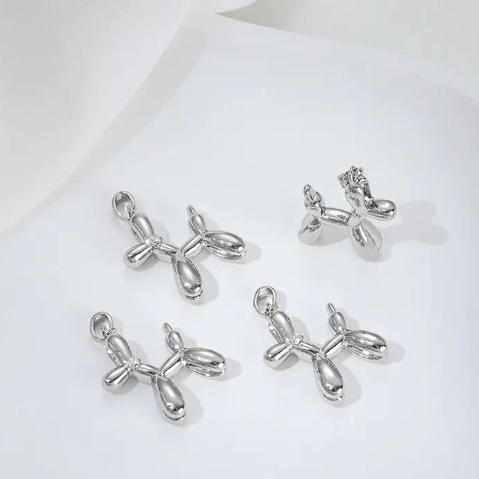 Gold Plated Cute Balloon Puppy Pendant Jewelry Charm