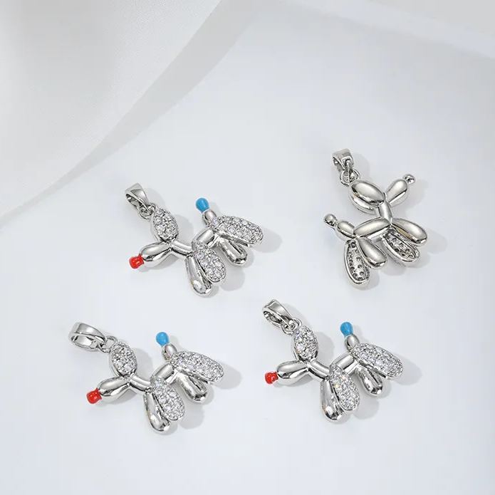 Gold Plated Cute Balloon Puppy Pendant Jewelry Charm