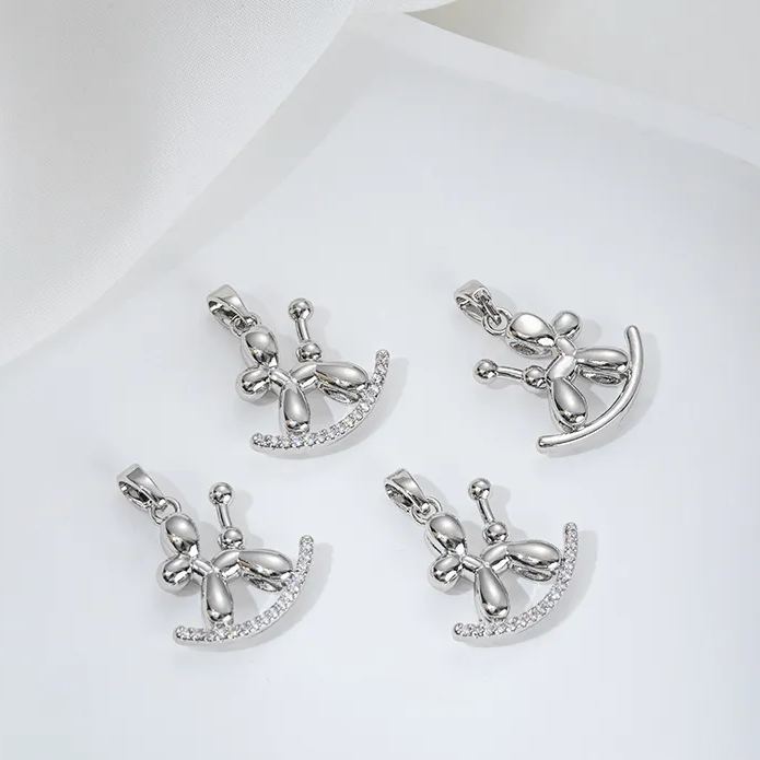 Gold Plated Cute Balloon Puppy Pendant Jewelry Charm