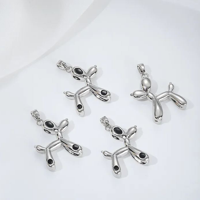 Gold Plated Cute Balloon Puppy Pendant Jewelry Charm