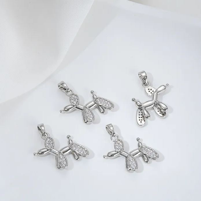 Gold Plated Cute Balloon Puppy Pendant Jewelry Charm