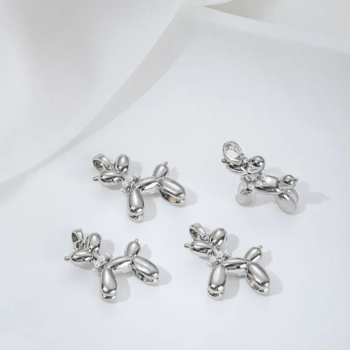 Gold Plated Cute Balloon Puppy Pendant Jewelry Charm