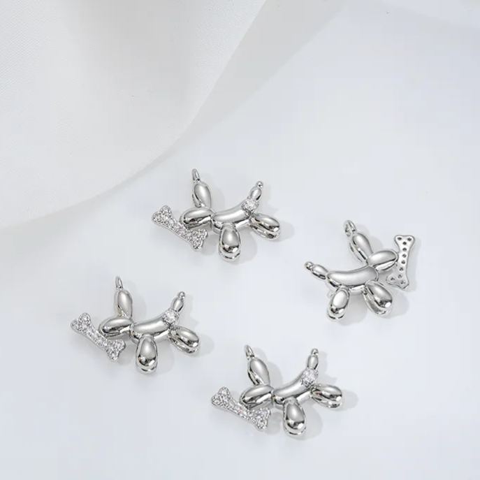 Gold Plated Cute Balloon Puppy Pendant Jewelry Charm