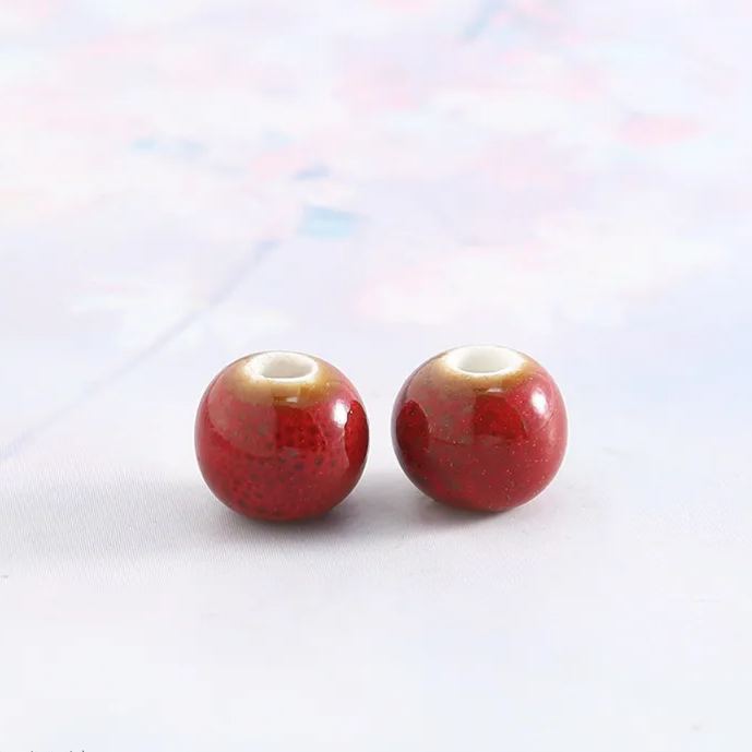 Handmade 8mm Color Glaze Ceramic Beads 100pcs