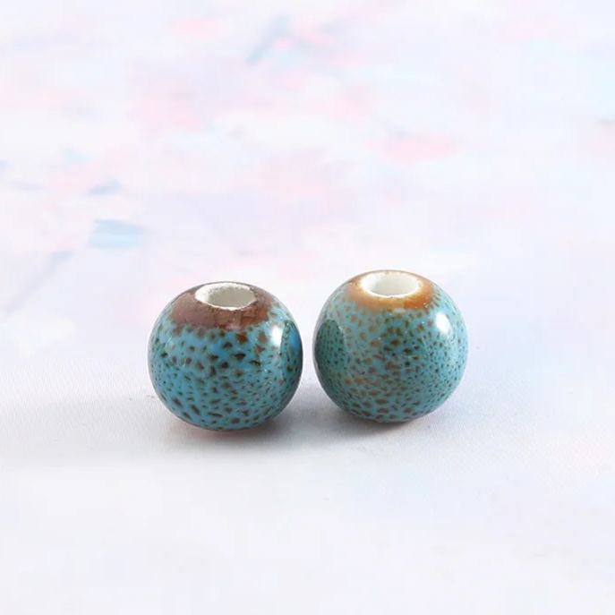 Handmade 8mm Color Glaze Ceramic Beads 100pcs