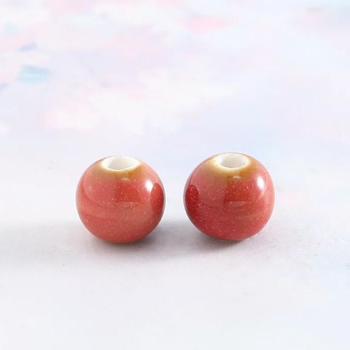 Handmade 8mm Color Glaze Ceramic Beads 100pcs
