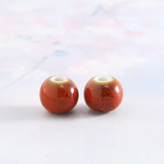 Handmade 8mm Color Glaze Ceramic Beads 100pcs