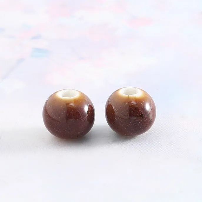 Handmade 8mm Color Glaze Ceramic Beads 100pcs
