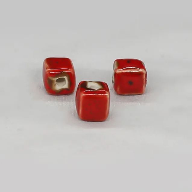 Handmade 8mm Color Glaze Ceramic Square Beads 50pcs