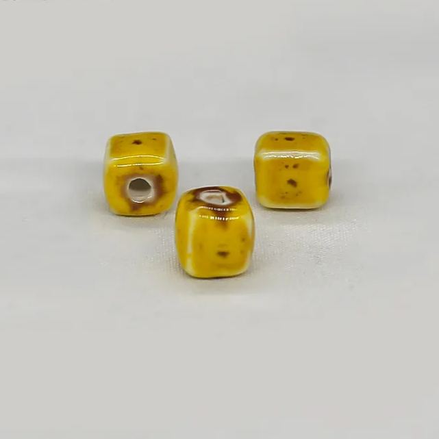 Handmade 8mm Color Glaze Ceramic Square Beads 50pcs