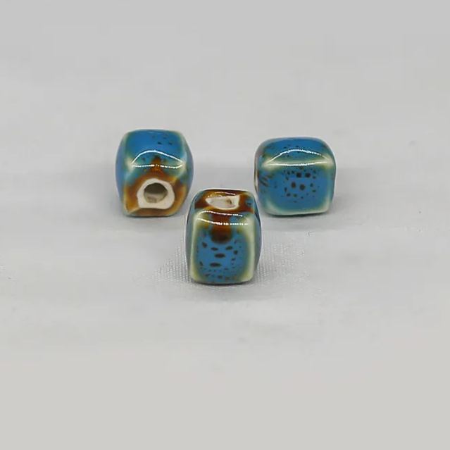 Handmade 8mm Color Glaze Ceramic Square Beads 50pcs