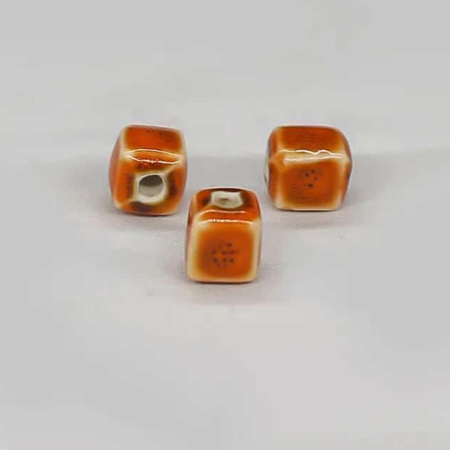 Handmade 8mm Color Glaze Ceramic Square Beads 50pcs