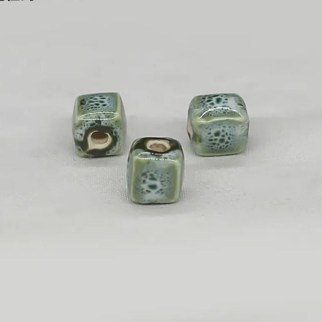 Handmade 8mm Color Glaze Ceramic Square Beads 50pcs