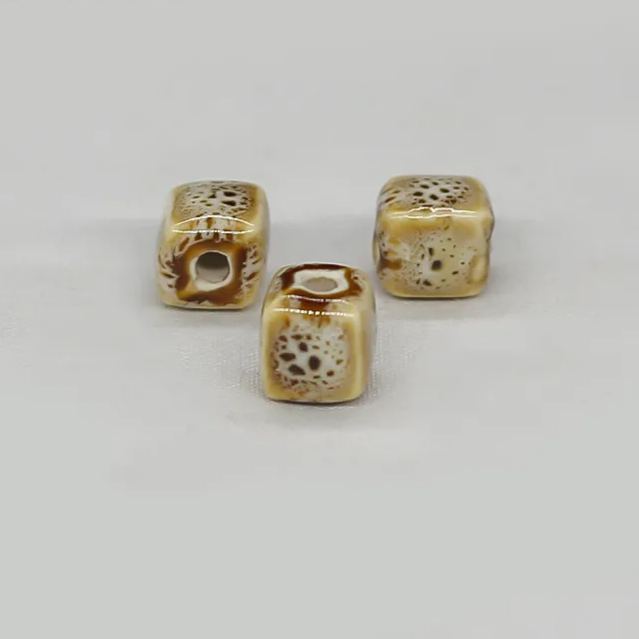 Handmade 8mm Color Glaze Ceramic Square Beads 50pcs