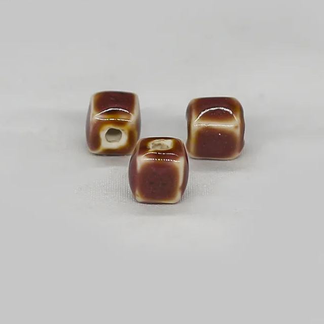 Handmade 8mm Color Glaze Ceramic Square Beads 50pcs