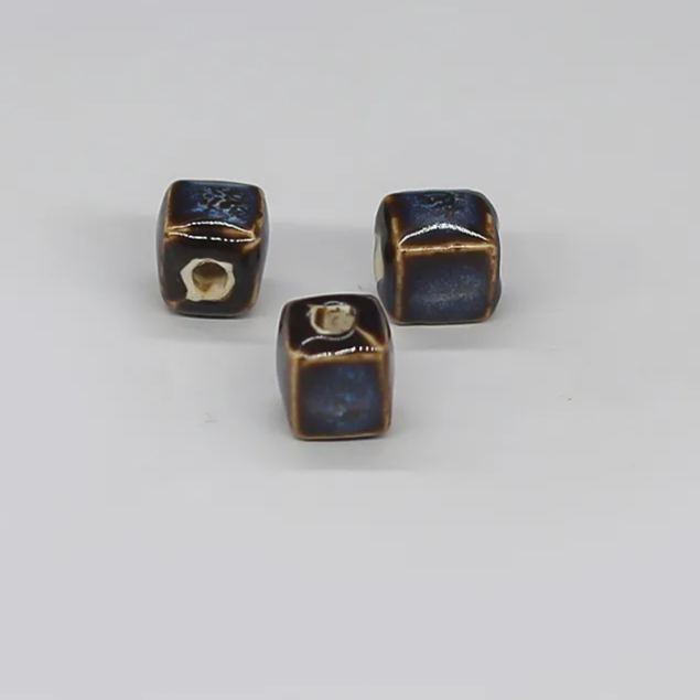 Handmade 8mm Color Glaze Ceramic Square Beads 50pcs