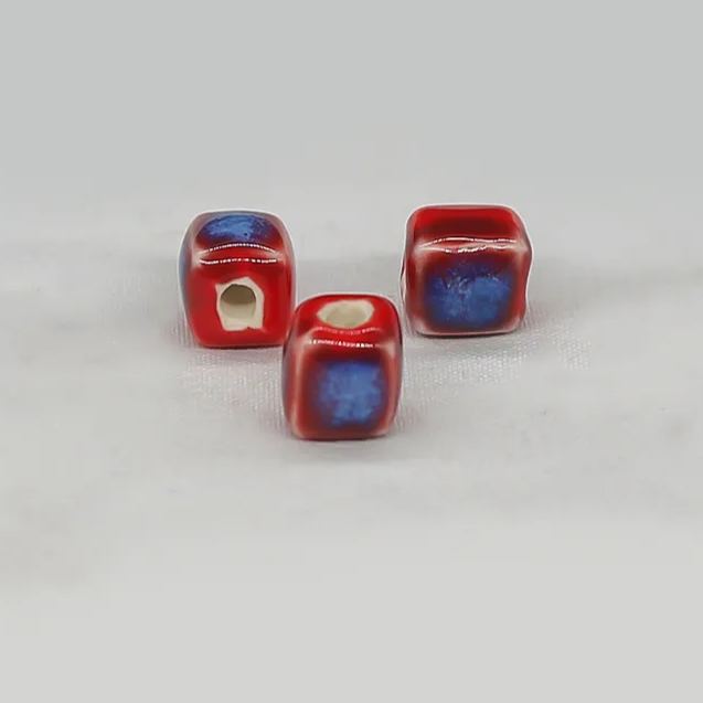 Handmade 8mm Color Glaze Ceramic Square Beads 50pcs