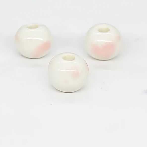 Handmade 8.6mm Spray Color Glaze Ceramic Round Beads 100pcs