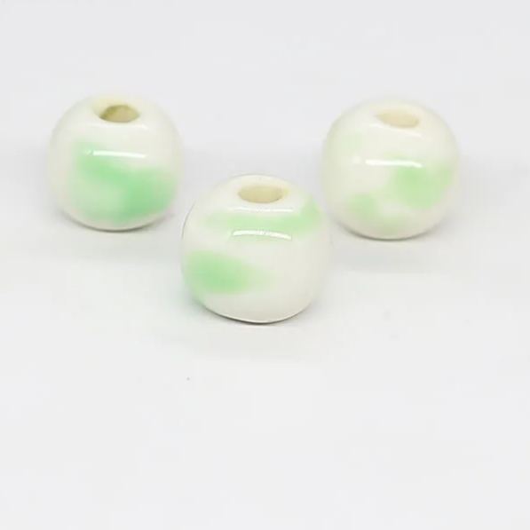 Handmade 8.6mm Spray Color Glaze Ceramic Round Beads 100pcs